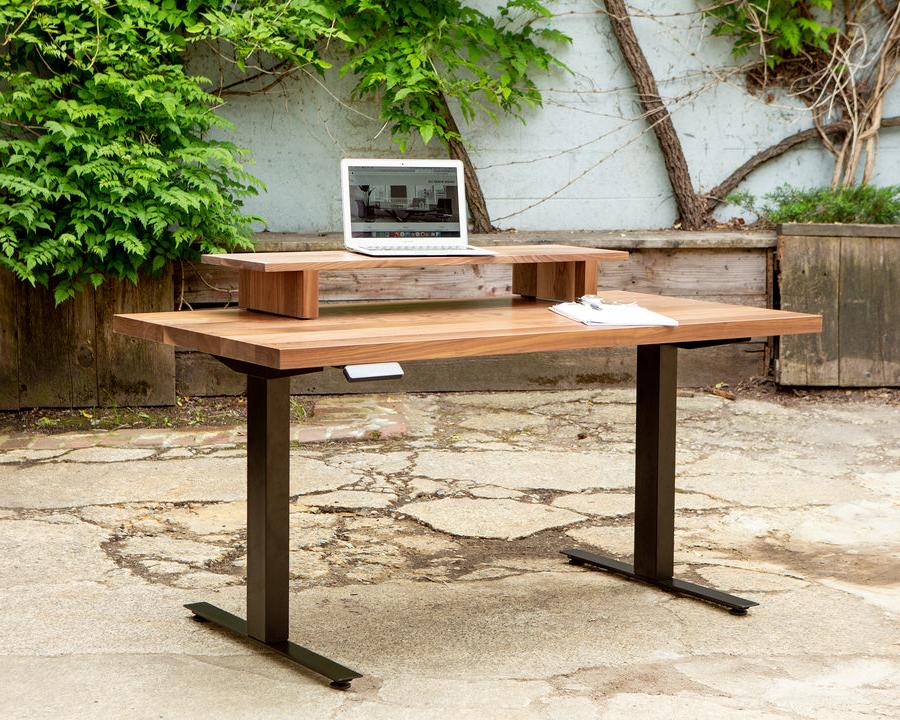 adjustable height desk with wood top